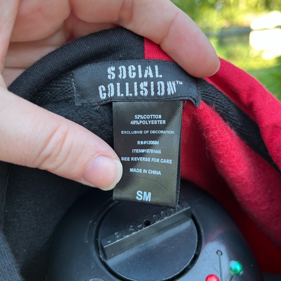 Social Collision Split Red/Black Devil Hoodie - Picture 7 of 7
